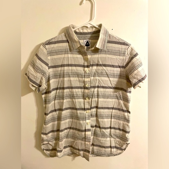 Tradlands button up, crème with soft blue stripes - Picture 1 of 4